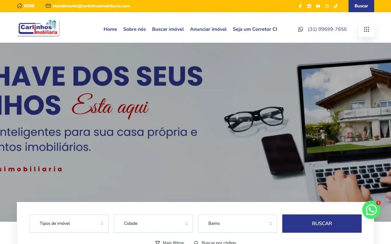 Site da Carlinhos Imobiliária no ar