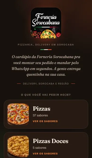 Cardápio digital da Forneria Sorocabana