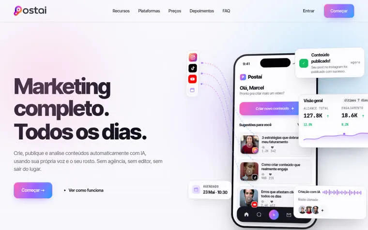 Tela real do Postaí