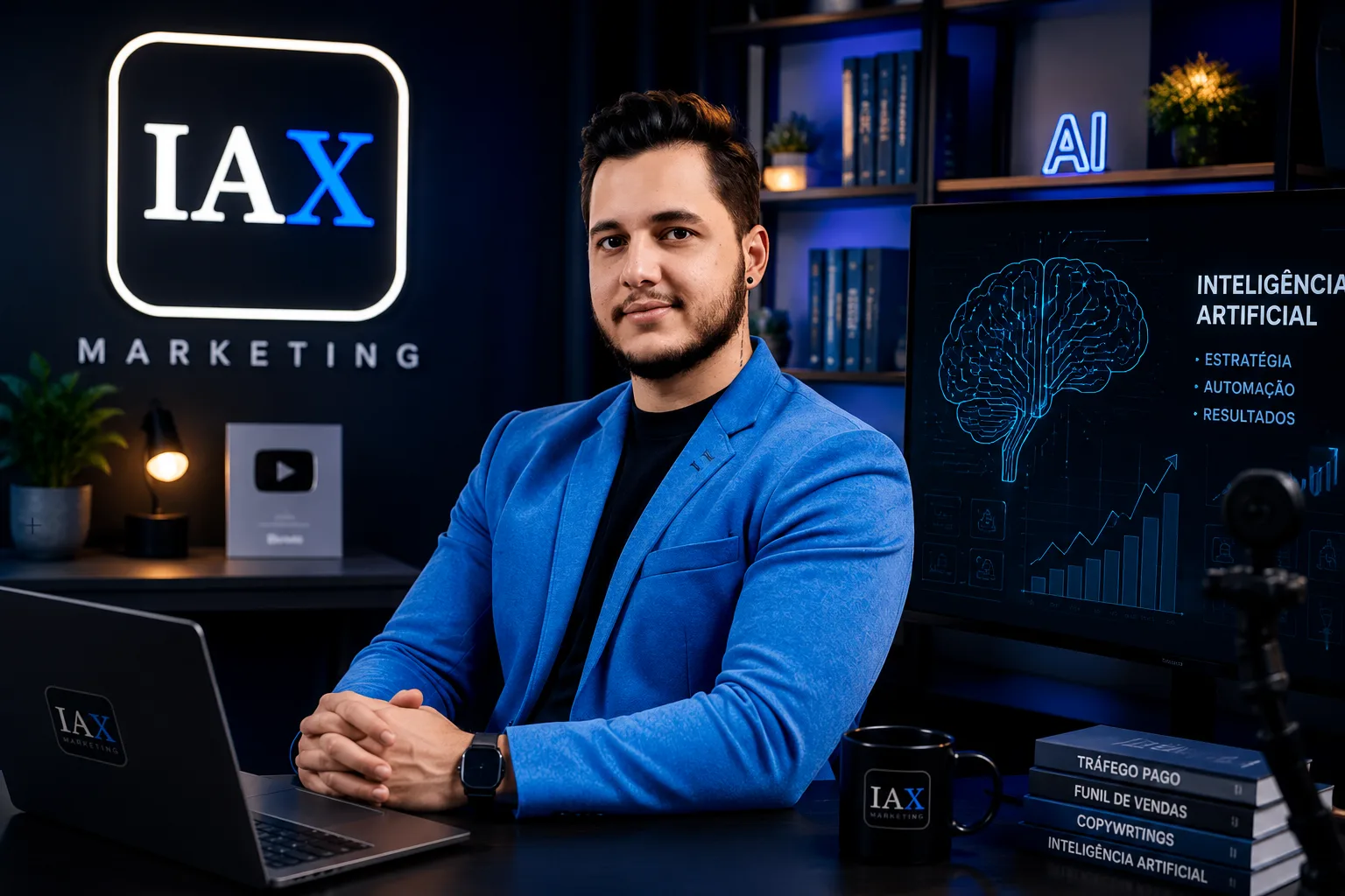 Israel Philipe, fundador da IAX, na mesa de trabalho